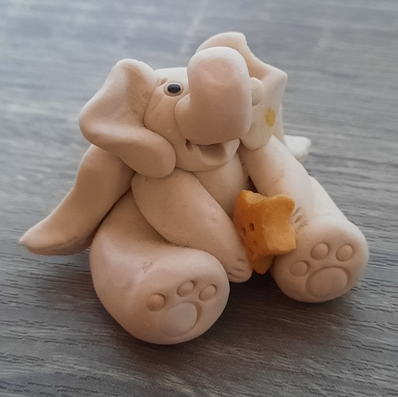 Handmade Clay Pottery Elephant Angel Miniature Figurines Artist Signed - Picture 11 of 14